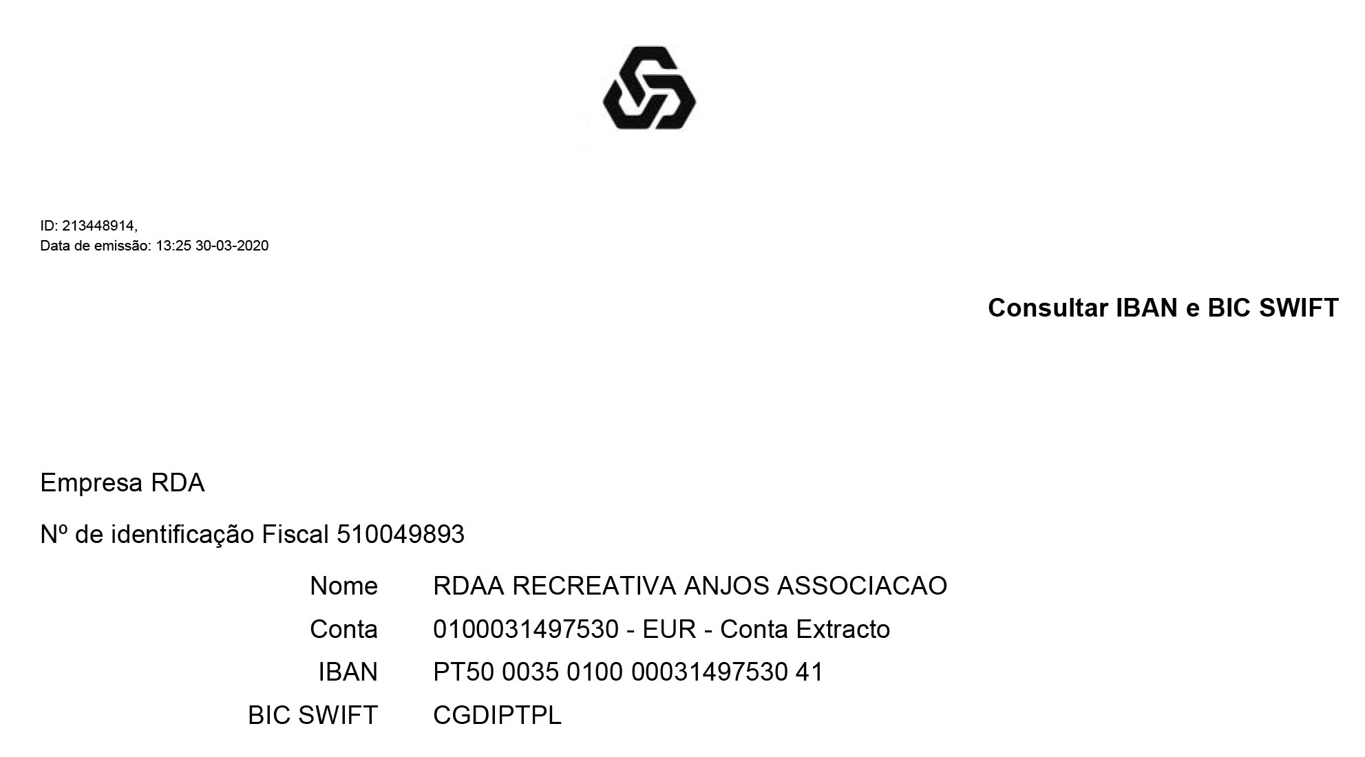 IBAN RDA69: PT50 0035 0100 0003 1497 5304 1